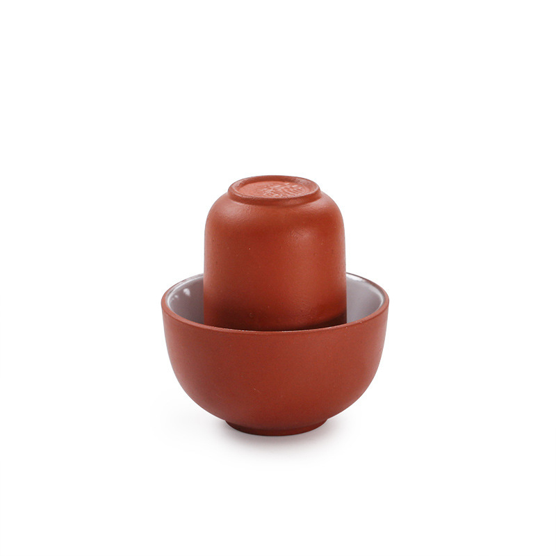 Oolong teás készlet művészi kialakítású aromás pohárral, lila agyagból készült teázó eszközök és fehér porcelán