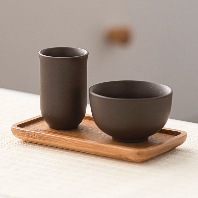 Oolong teás készlet művészi kialakítású aromás pohárral, lila agyagból készült teázó eszközök és fehér porcelán