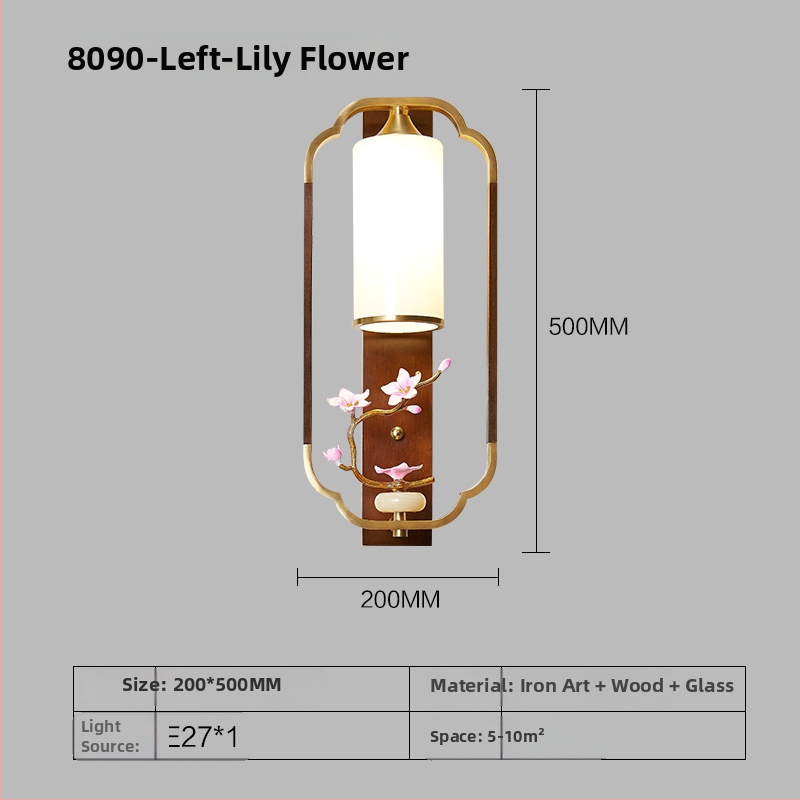 Nová nástenná lampa v čínskom štýle do nočného kútika a obývacej izby s kaligrafickým pozadím