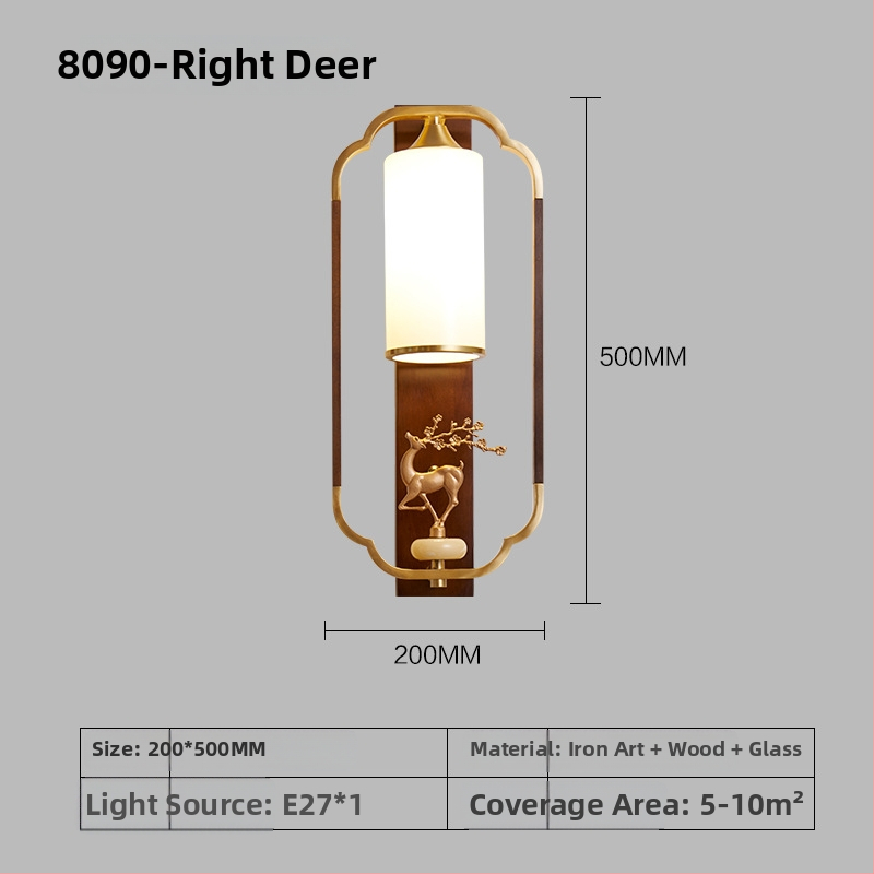 Nová nástenná lampa v čínskom štýle do nočného kútika a obývacej izby s kaligrafickým pozadím