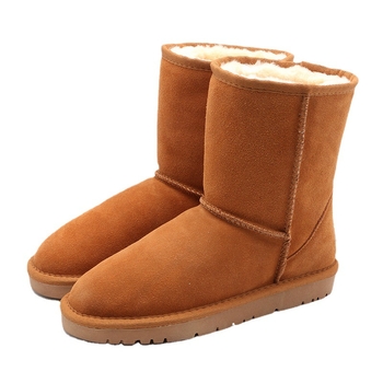 Cizme de zăpadă bej, înălțime medie - ghete de iarnă unisex, modelul 5825