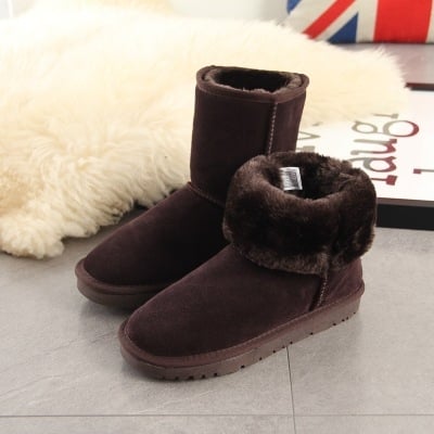 Cizme de zăpadă bej, înălțime medie - ghete de iarnă unisex, modelul 5825