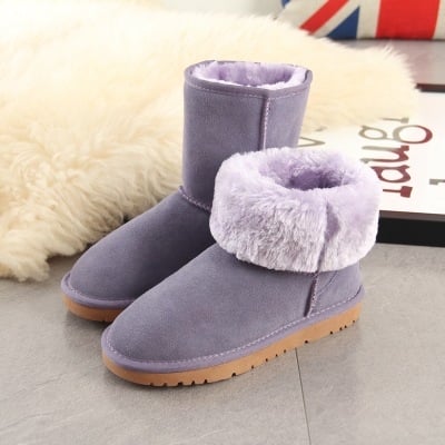 Cizme de zăpadă bej, înălțime medie - ghete de iarnă unisex, modelul 5825