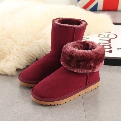 Cizme de zăpadă bej, înălțime medie - ghete de iarnă unisex, modelul 5825