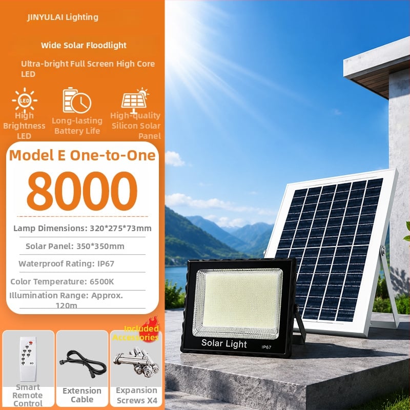 Solarna lampa za kućnu upotrebu, vanjsko dvorišno osvjetljenje, fotovoltna ulićna rasvjeta, LED visokoučinkoviti reflektor, vodootporna