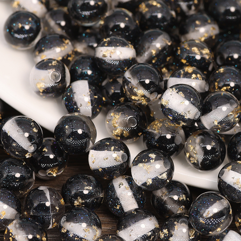 12 mm smola kuglice sa glitterom i zlatnom folijom, okrugle perle s motivom zvjezdano neba za DIY narukvice, lanac za mobitel i privjesak za auto – dodatni materijal