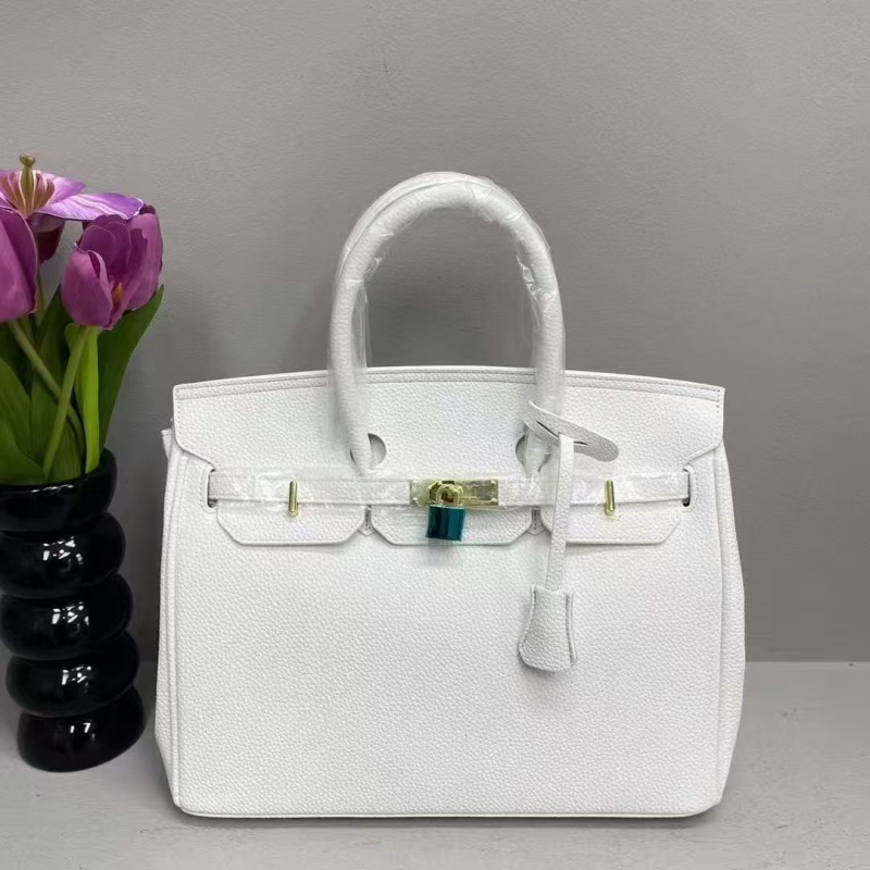 Geantă de damă cu textură lychee și finisaj platinat, nou model de modă, geantă mare în stil Kelly, pentru umăr sau crossbody, potrivită miresei