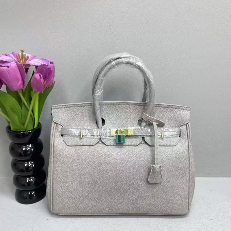 Geantă de damă cu textură lychee și finisaj platinat, nou model de modă, geantă mare în stil Kelly, pentru umăr sau crossbody, potrivită miresei