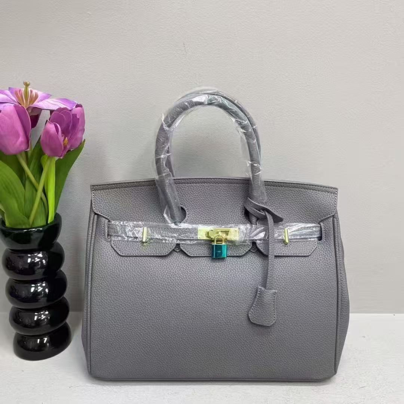 Geantă de damă cu textură lychee și finisaj platinat, nou model de modă, geantă mare în stil Kelly, pentru umăr sau crossbody, potrivită miresei