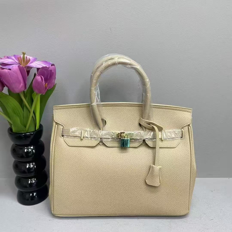Geantă de damă cu textură lychee și finisaj platinat, nou model de modă, geantă mare în stil Kelly, pentru umăr sau crossbody, potrivită miresei