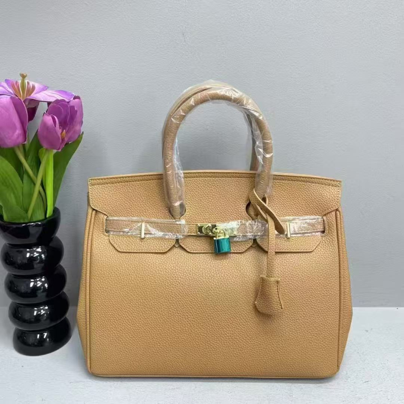 Geantă de damă cu textură lychee și finisaj platinat, nou model de modă, geantă mare în stil Kelly, pentru umăr sau crossbody, potrivită miresei