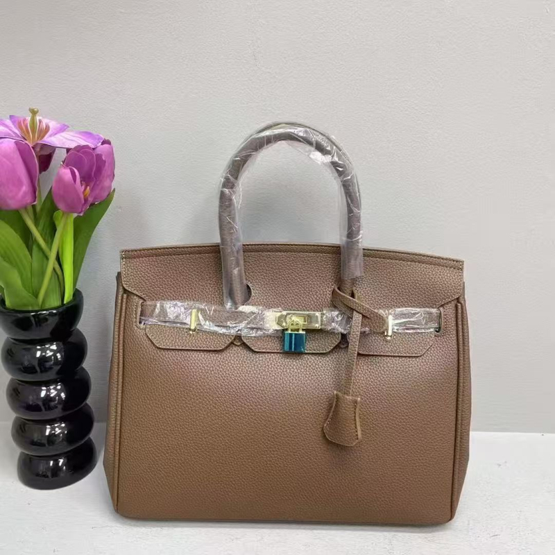 Geantă de damă cu textură lychee și finisaj platinat, nou model de modă, geantă mare în stil Kelly, pentru umăr sau crossbody, potrivită miresei