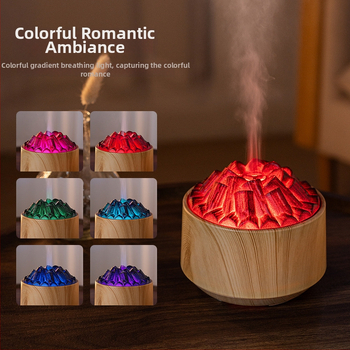 Umidificator inspirat de flacără, mic difuzor de aromă pentru birou cu flacără simulată de cărbune, iluminare ambientală colorată, difuzor de aromă inteligent