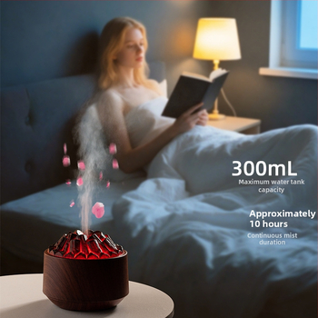 Umidificator inspirat de flacără, mic difuzor de aromă pentru birou cu flacără simulată de cărbune, iluminare ambientală colorată, difuzor de aromă inteligent