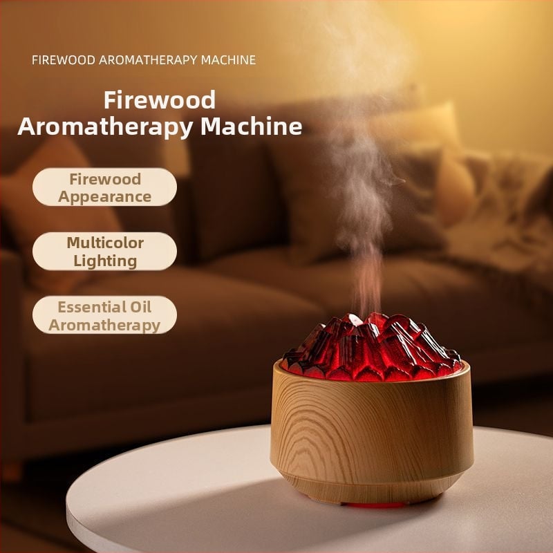 Umidificator inspirat de flacără, mic difuzor de aromă pentru birou cu flacără simulată de cărbune, iluminare ambientală colorată, difuzor de aromă inteligent