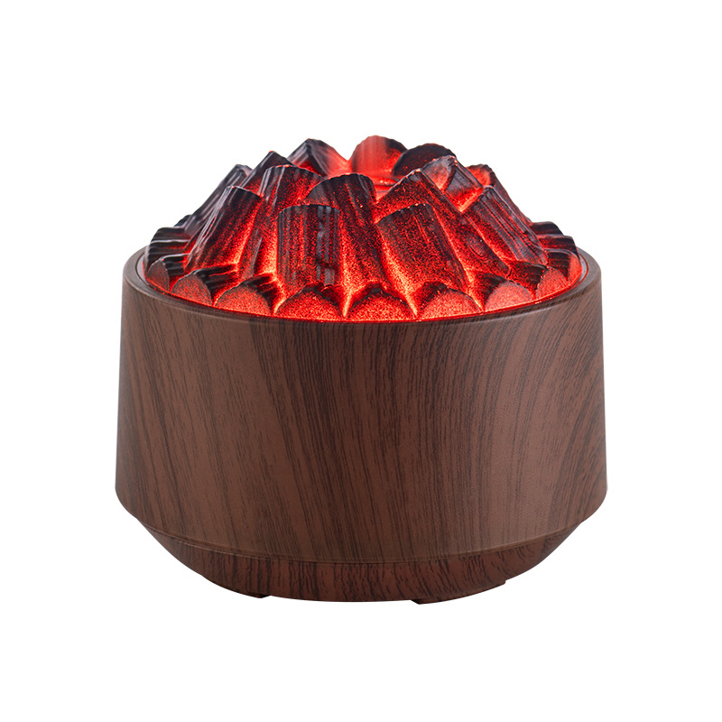 Umidificator inspirat de flacără, mic difuzor de aromă pentru birou cu flacără simulată de cărbune, iluminare ambientală colorată, difuzor de aromă inteligent