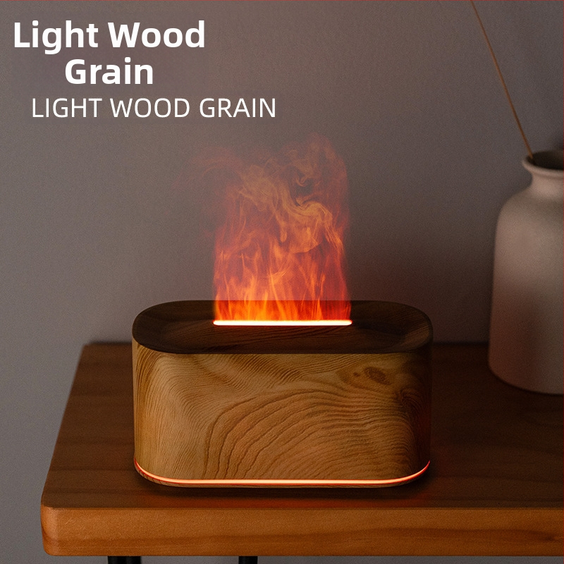 Umidificator inspirat de flacără, mic difuzor de aromă pentru birou cu flacără simulată de cărbune, iluminare ambientală colorată, difuzor de aromă inteligent