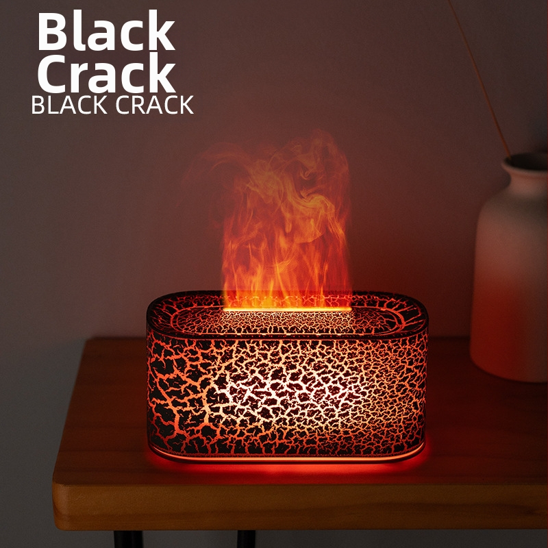 Umidificator inspirat de flacără, mic difuzor de aromă pentru birou cu flacără simulată de cărbune, iluminare ambientală colorată, difuzor de aromă inteligent