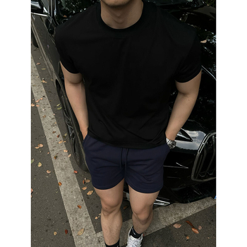 Muški slim-fit T-shirt kratkih rukava tamnoplave boje, Sorona hlađenje, ljeto, brzo sušenje