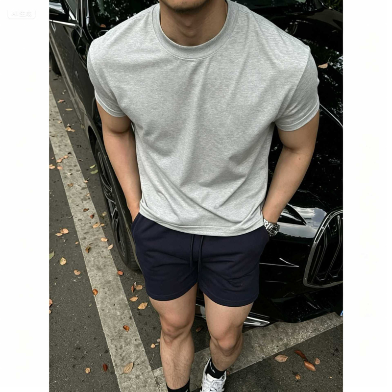 Muški slim-fit T-shirt kratkih rukava tamnoplave boje, Sorona hlađenje, ljeto, brzo sušenje