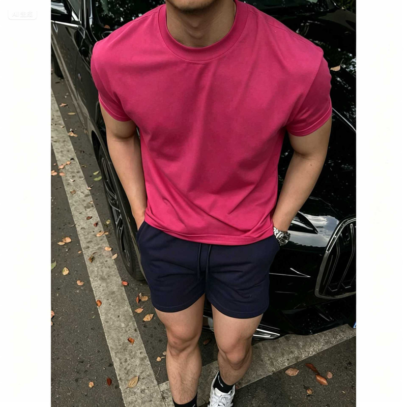 Muški slim-fit T-shirt kratkih rukava tamnoplave boje, Sorona hlađenje, ljeto, brzo sušenje