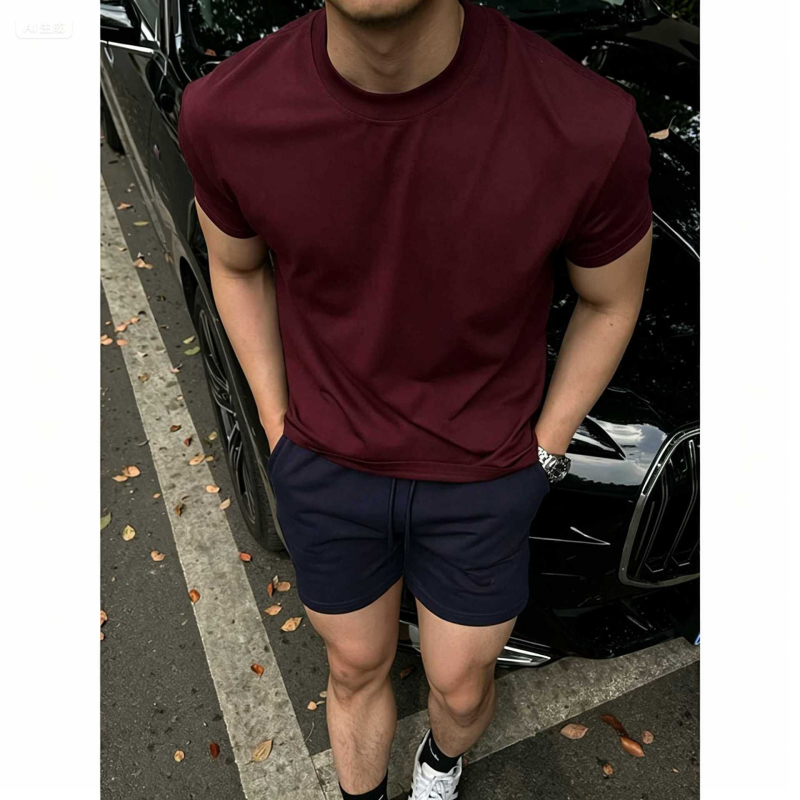 Muški slim-fit T-shirt kratkih rukava tamnoplave boje, Sorona hlađenje, ljeto, brzo sušenje