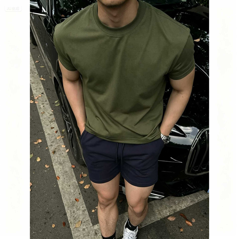 Muški slim-fit T-shirt kratkih rukava tamnoplave boje, Sorona hlađenje, ljeto, brzo sušenje