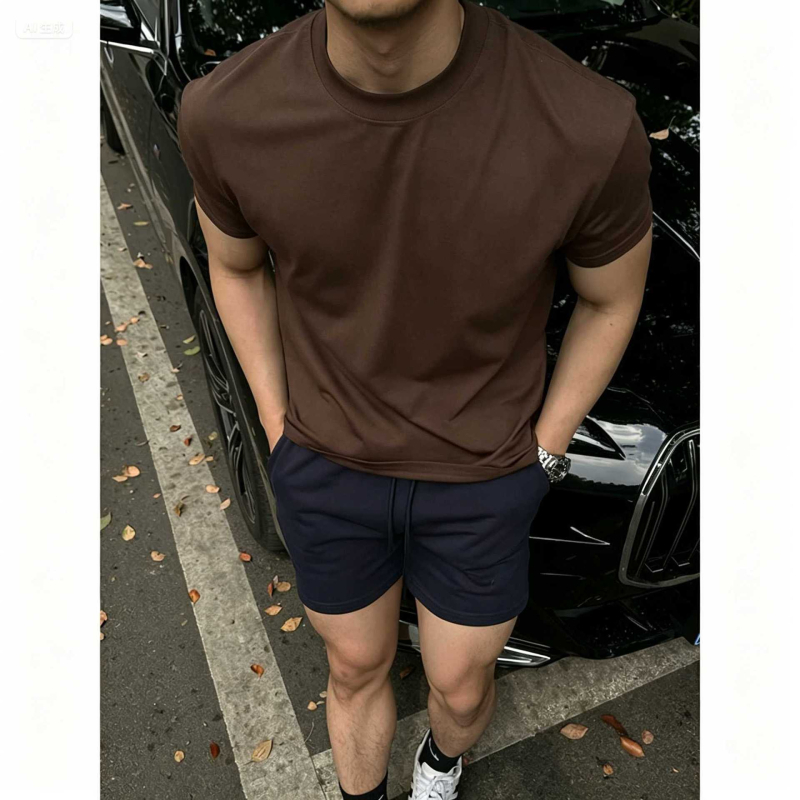 Muški slim-fit T-shirt kratkih rukava tamnoplave boje, Sorona hlađenje, ljeto, brzo sušenje