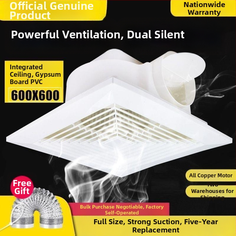Integrovaný stropný odsávací ventilátor 600x600 s hliníkovým panelom a sadrokartónom do kúpeľne, 30x30