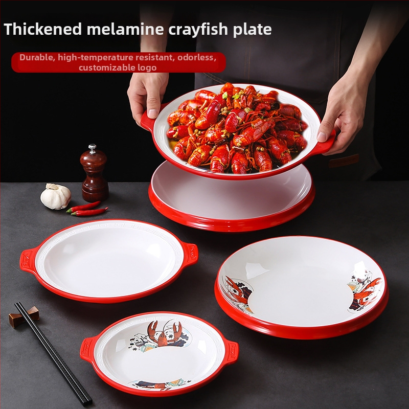 Melamínový tanier na raky, odolný voči pádu na grilovanie a morské plody, veľký tanier podobný porcelánu na komerčné použitie