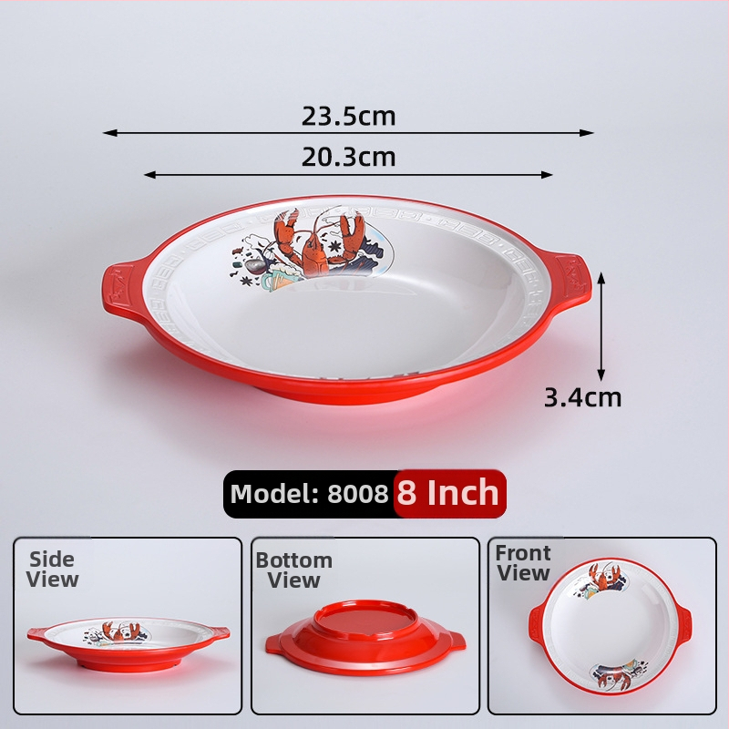 Melamínový tanier na raky, odolný voči pádu na grilovanie a morské plody, veľký tanier podobný porcelánu na komerčné použitie