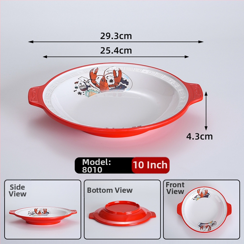 Melamínový tanier na raky, odolný voči pádu na grilovanie a morské plody, veľký tanier podobný porcelánu na komerčné použitie