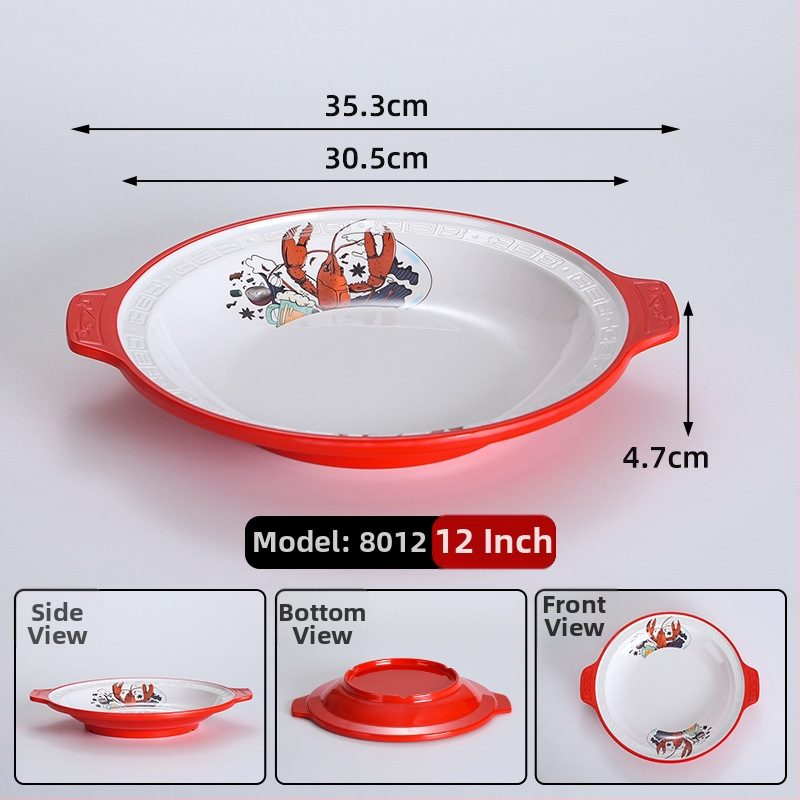 Melamínový tanier na raky, odolný voči pádu na grilovanie a morské plody, veľký tanier podobný porcelánu na komerčné použitie