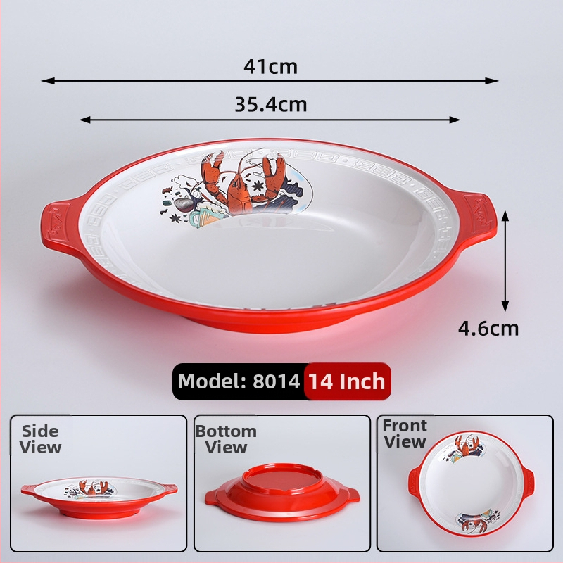 Melamínový tanier na raky, odolný voči pádu na grilovanie a morské plody, veľký tanier podobný porcelánu na komerčné použitie