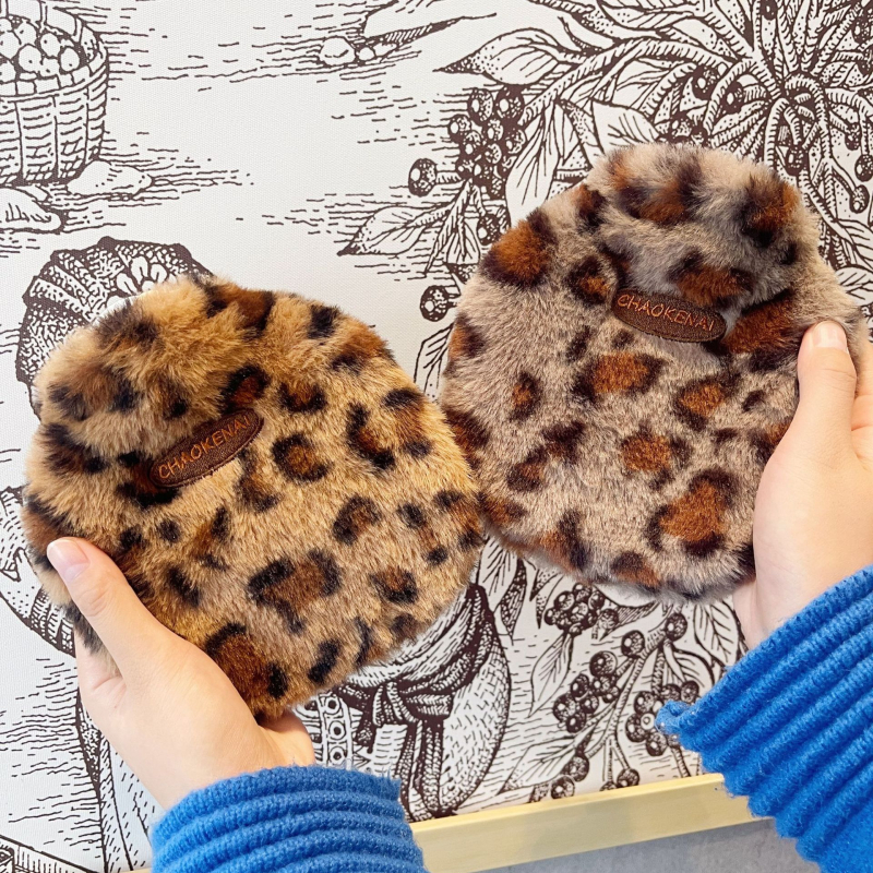 Zimná termofľaša s leopardím vzorom, prémiová plyšová, prenosná