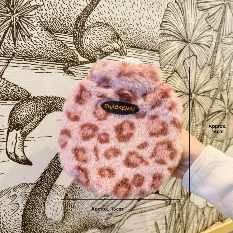 Zimná termofľaša s leopardím vzorom, prémiová plyšová, prenosná