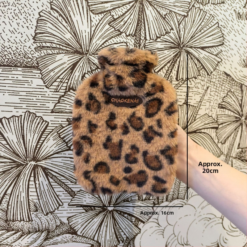 Zimná termofľaša s leopardím vzorom, prémiová plyšová, prenosná