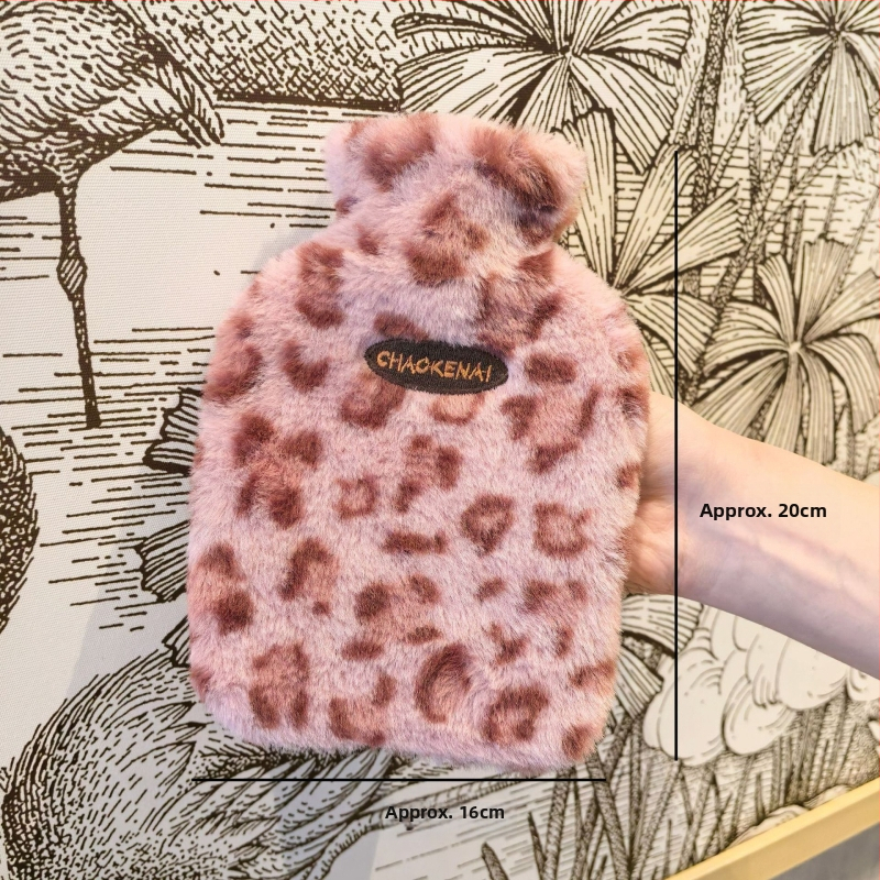Zimná termofľaša s leopardím vzorom, prémiová plyšová, prenosná