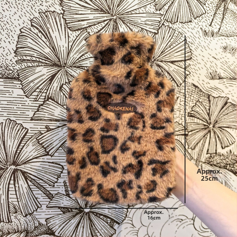 Zimná termofľaša s leopardím vzorom, prémiová plyšová, prenosná