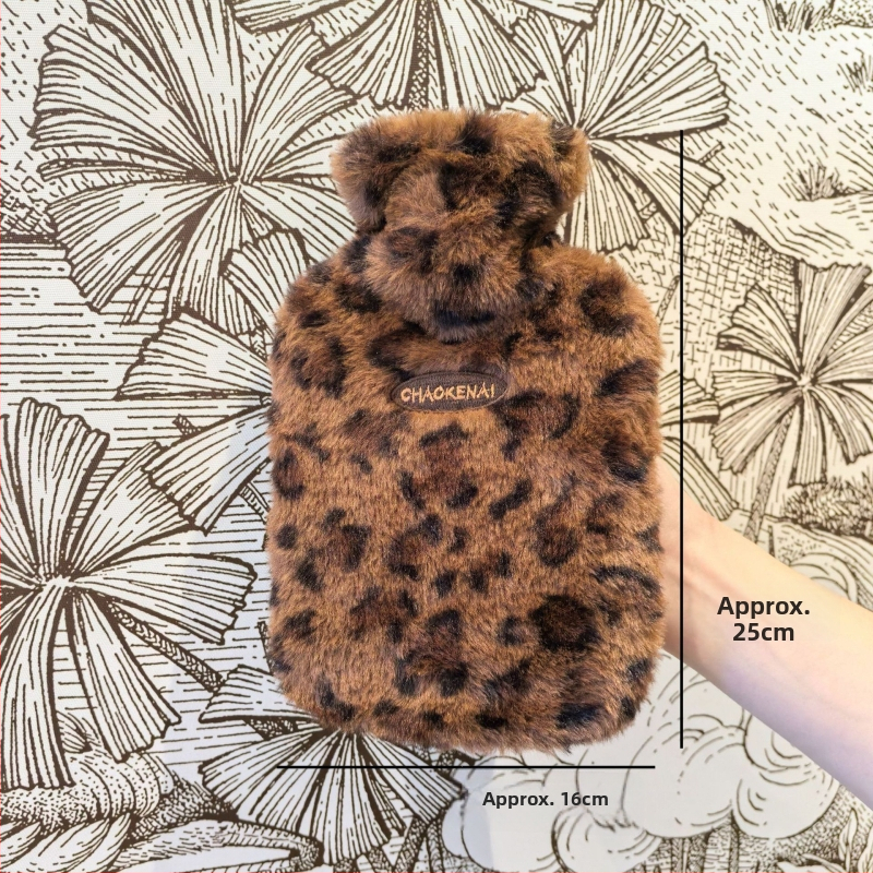Zimná termofľaša s leopardím vzorom, prémiová plyšová, prenosná