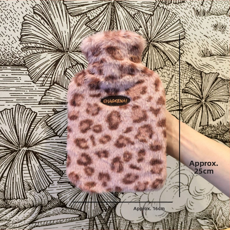 Zimná termofľaša s leopardím vzorom, prémiová plyšová, prenosná