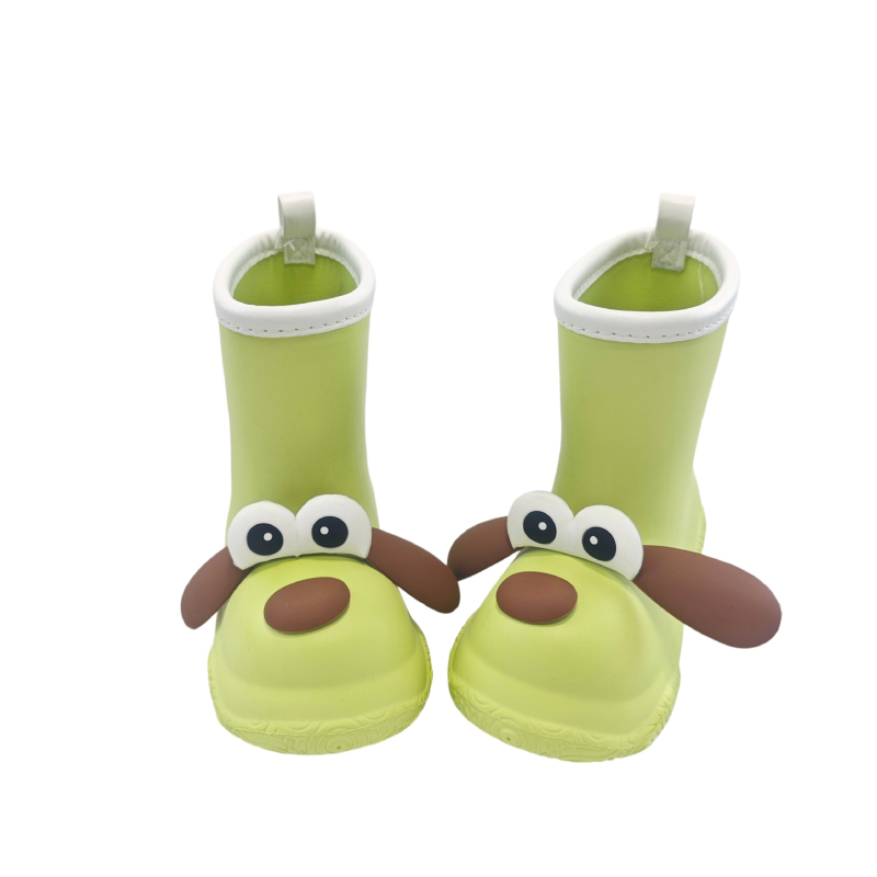 Cizme de ploaie pentru copii, design cu câine cu urechi mari, stil DIY, EVA uni, impermeabile, antiderapante, căptușite pentru căldură, până la mijlocul gambei