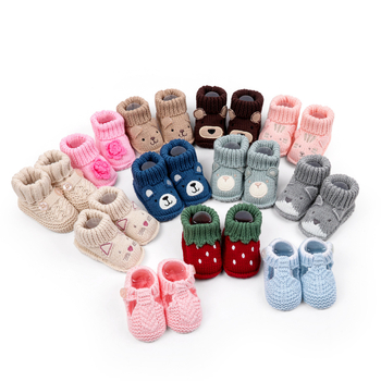 Pantofi de bebeluș cu model desen animat, tricot din lână, moi și confortabili, 0–3 luni