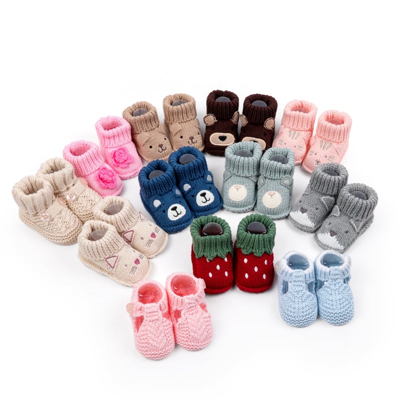 Pantofi de bebeluș cu model desen animat, tricot din lână, moi și confortabili, 0–3 luni