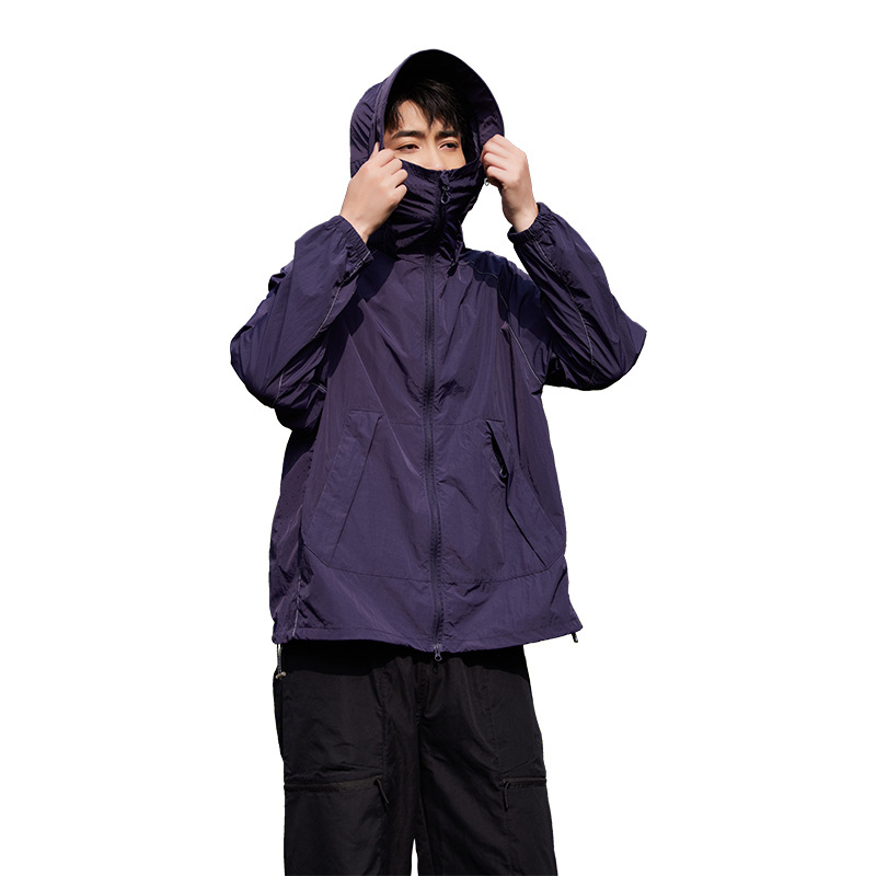 Unisex priedušná, ľahká vetrovka s ochranou proti slnku UPF50+ a kapucňou na letné outdoorové aktivity