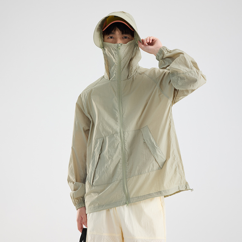 Unisex priedušná, ľahká vetrovka s ochranou proti slnku UPF50+ a kapucňou na letné outdoorové aktivity