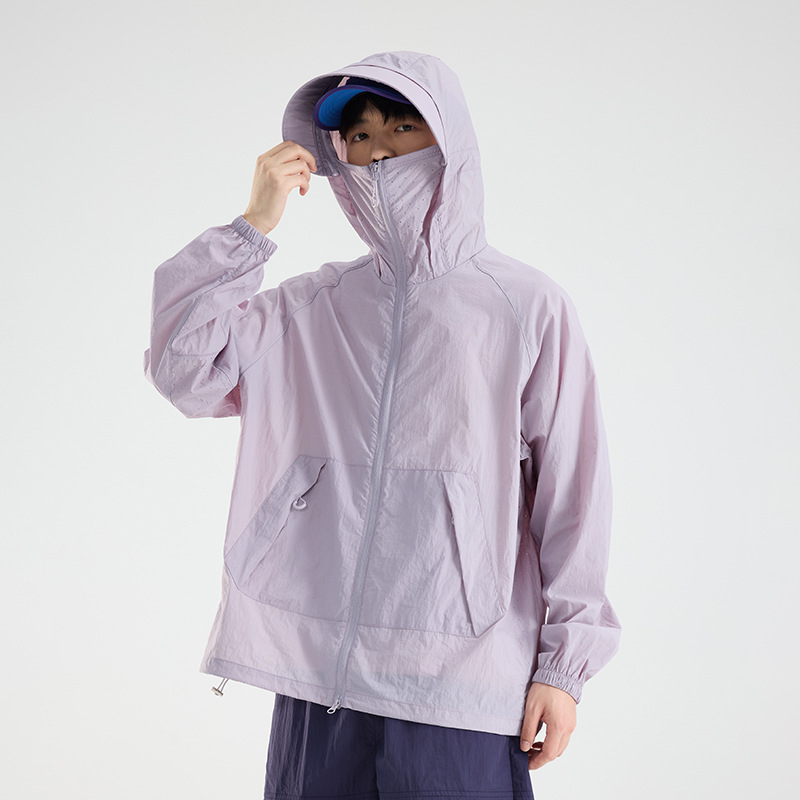 Unisex priedušná, ľahká vetrovka s ochranou proti slnku UPF50+ a kapucňou na letné outdoorové aktivity