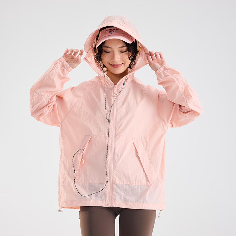 Unisex priedušná, ľahká vetrovka s ochranou proti slnku UPF50+ a kapucňou na letné outdoorové aktivity