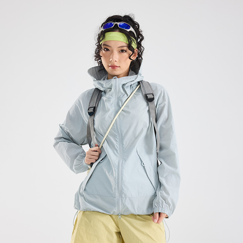 Unisex priedušná, ľahká vetrovka s ochranou proti slnku UPF50+ a kapucňou na letné outdoorové aktivity