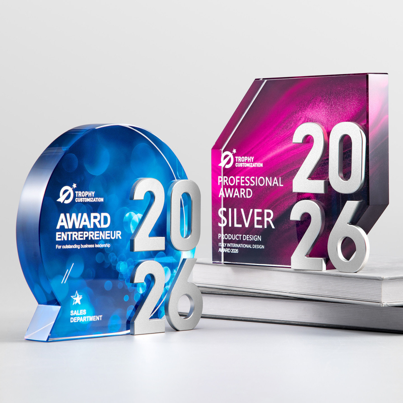 2026 visokokvalitetni kristalni trofej – izvanredan tim zaposlenika, memorijalna medalja s besplatnim graviranjem za godišnju svečanost